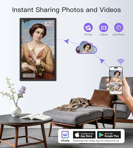Uhale 21.5 Inch Large Digital Picture Frame WiFi with Remote Control, 1920 x 1080 FHD IPS No Touch Screen Electronic Photo Frames with 64GB, Support SD USB, Share Photos Videos Instantly - Image 2