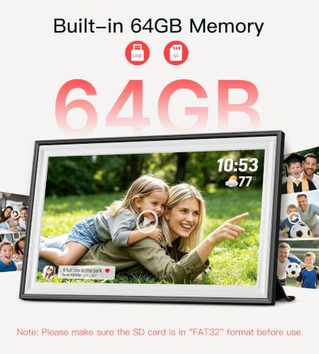 64GB Frameo 15.6" Digital Picture Frame Large WiFi Electronic Photo Frames 1920 x 1080 IPS FHD Touch Screen Share Moments Instantly Anywhere Best Gift for Parents and Grandparents Black with White - Image 3