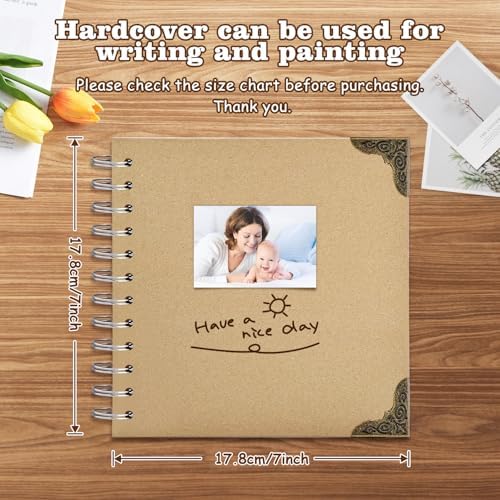 Scrapbook Album 7x7 Inch - Hardcover Kraft Paper Photo Album with 40 Pages, Memory Book for Wedding, Anniversary, Family, Christmas, Baby Shower, Ideal for Preserving Precious Moments - Image 2