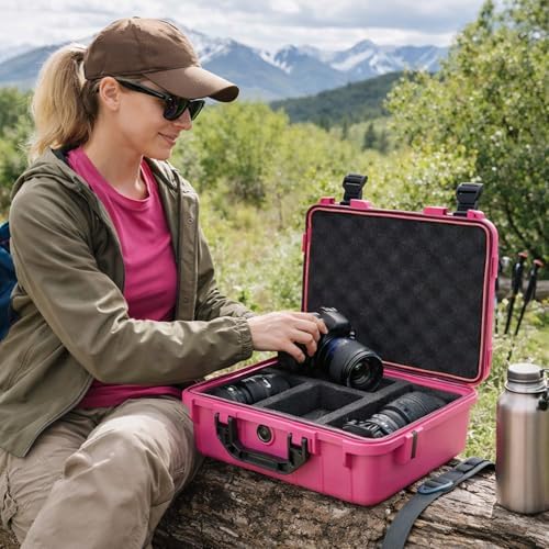 Relaxweex 16.3 x 6.5 x 3.7 Inch Hard Case, Grid Shell, Rose Red - Image 6