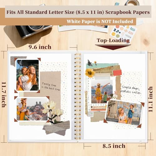 8.5x11 in Scrapbook Photo Album with Window, Beige - Image 3