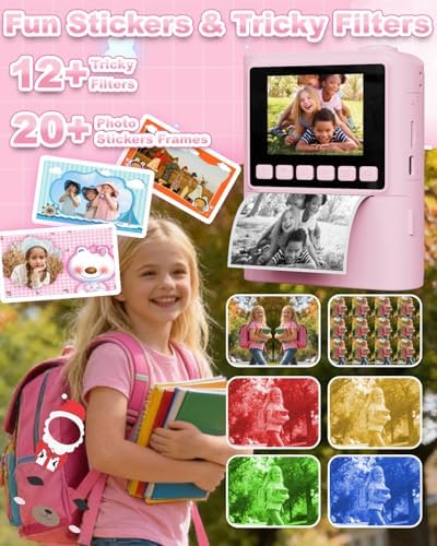Instant Print Camera for Kids, 1080P Instant Digital Print Cameras for Toddler, Portable Toy for 4 5 6 7 8 9 10 Year Old Girl, Christmas Birthday Gifts for Girls Boys with SD Card Pink - Image 5