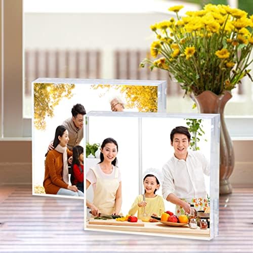 Sezanrpt Acrylic 4x4 Square Picture Frame, Magnetic Acrylic Picture Frames for 4x4 or 3x3 Pictures Display, Clear Double Sided Thick Picture Frames, Photo Frames Desktop Display - Image 5