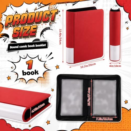 Zhehao 1 Pack Comic Book Binder, 20 Sleeves, Holds up to 40 Comics, Red - Image 2