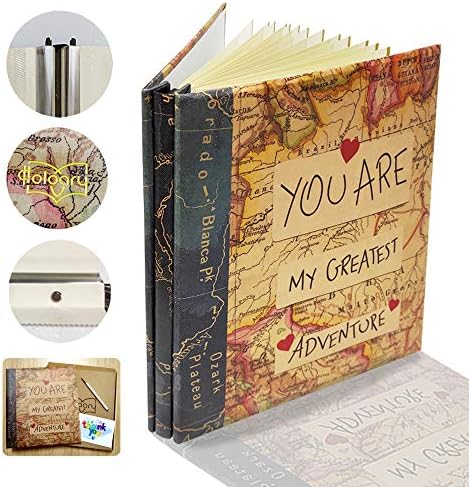 Holoary Self Adhesive Page Photo Album with Metallic Pen Magnetic Self-Stick Scrapbook for 3x5 4x6 5x7 6x8 8x10 Hand Made DIY 40 pages Albums, Printed Kraft Paper Cover Old Map Adventure Memory Book - Image 3