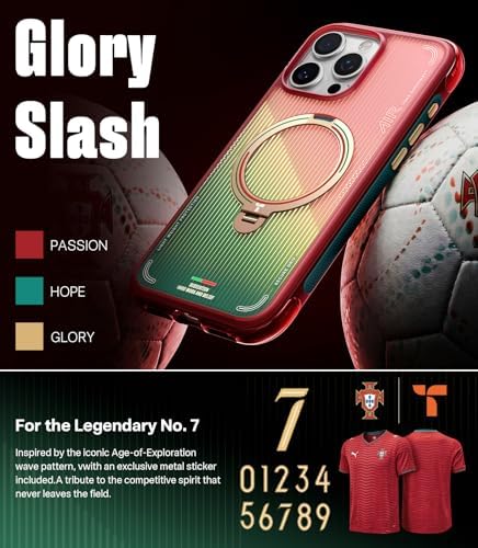 TORRAS World Cup Inspired, Official Portuguese Football Federation Limited Edition, Ostand Q3 Air for iPhone 16 Pro Max Case, 360 Magnetic Stand, Fit for MagSafe, Mil-Grade Drop Tested, Glory Slash - Image 3
