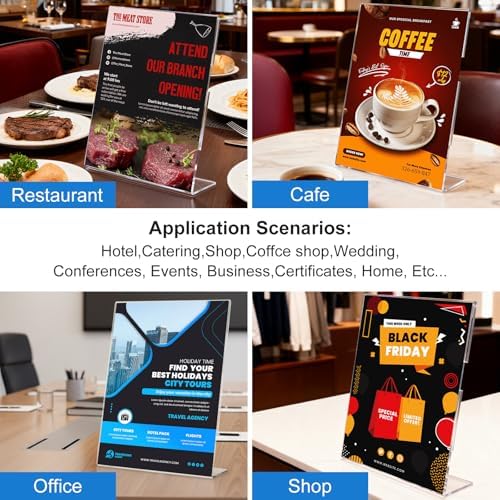 10 Pack Acrylic Sign Holder 5 x 7, L-Shape Clear Plastic Display Stand for Tabletop, Acrylic Stands for Flyers, Table Paper Holder, Vertical Sign Holder 5x7 for Restaurants, Office and School (Slant 10 Pack 5x7) - Image 7