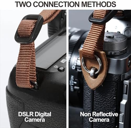 Padwa Lifestyle Stripes Camera Strap - 1.5" Crazy Horse Cowhide Head Soft Cotton Rope Weave Camera Straps for Photographers and All Cameras,Cute Adjustable Vintage Woven Strap for Adults & Kids - Image 4