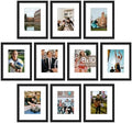 upsimples 8x10 Picture Frame Set of 10, Display Pictures 5x7 with Mat or 8x10 Without, Multi Photo Frames Collage for Wall or Tabletop Display, Black by upsimples