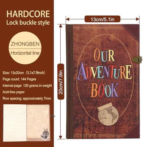 Our adventure Book 144 Pages 5.1 * 7 Inch Hardcover Journal Scrapbook Photo Album,Retro Style Embossed Letter Cover Travel Diary Journal Scrap Book For Couples,Memory Book For Anniversary Wedding - Image 2