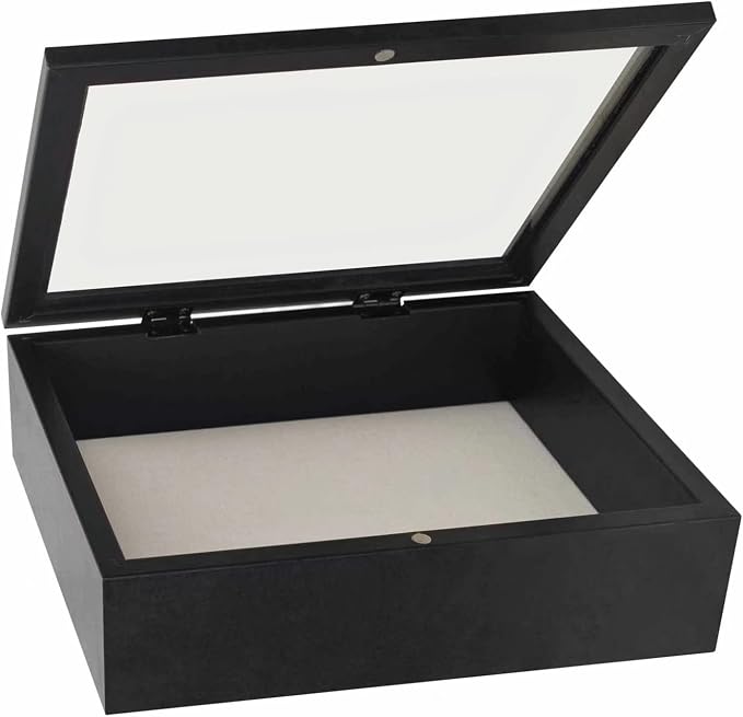Muzilife 11x14 Shadow Box Wood Picture Frame, 2.16 Deep, Real Glass, Black | FSC-Wood, Magnetic Door, Linen Interior & Pins, Vertical, Horizontal Wall Hanging, Display Case Frame for Photos & Keepsakes - Image 4