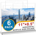Arrobust Acrylic Sign Holder 8.5x11 Inches 6 Pack Horizontal, T -Shaped Double Sided Clear Paper Frames, PlasticTable Menu Display Holder, Document Flyer Table Stand for Office, Store, Restaurant by Arrobust