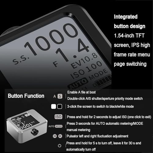Cameras Light Meter, Digital Reflected Light Exposure Meter, High Precision Sensor, 1.54 Inch Display, Adjustable Shooting Modes, EV Range 1-22, Cold Shoe Mount, for Vintage Film Camera - Image 4