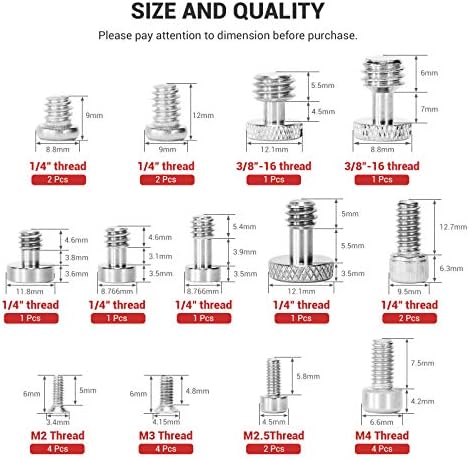 SmallRig 26 Pcs Stainless Steel Camera Screws, 1/4" 3/8" M2 M2.5 M3 M4 - Image 2