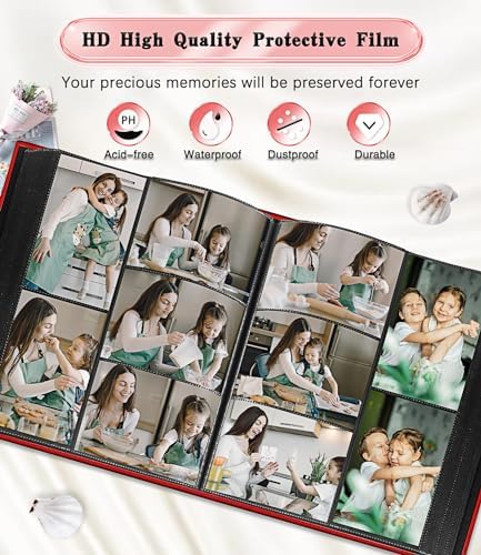 Ejblfe Photo Album 4x6,Linen Cover Slide-in Photo Album Book Can Holds 600 4x6 Photos with 60 Black Sheets for Family,Wedding,Baby and Holiday Pictures (Red) - Image 4