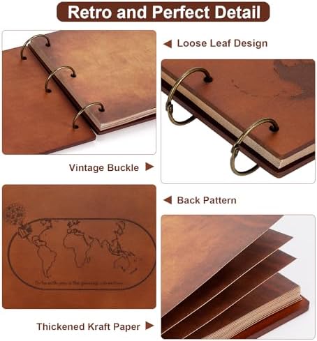 Our Adventure Book 11.9 * 7.6 Inch Scrapbook Photo Album, Retro 3D Wooden Travelling Diary JournalScrap Book For Couples Memory Book ForAnniversary Wedding,Vintage Guestbook,Valentine's Day Gift - Image 6