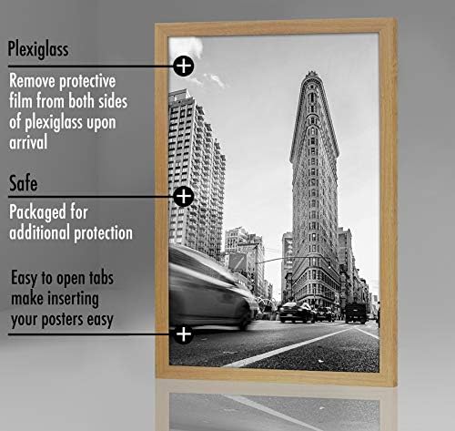 Americanflat 24x36 Poster Frame - Pine Engineered Wood with Polished Plexiglass - Wide Picture Frame for Vertical or Horizontal Wall Display - Epic Collection - Pine - Image 4