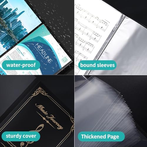 Sheet Music Folder 8.5"x11", Heavy Duty Art Portfolio Folder with Clear Sheet Protectors, 40-Pocket, Displays 80 Pages, Presentation Book for Artwork & Document Organizer (Black 40 Pocket) - Image 6