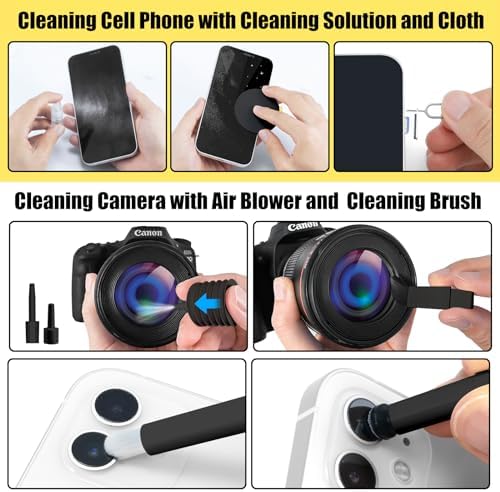 walrfid Laptop Phone Screen Cleaner Kit, Computer Keyboard Brush Cleaning Spray for iPhone AirPods MacBook iPad, 20-in-1 Electronic Device Clean Tool for Camera Earbud Car Screens (Black) - Image 4