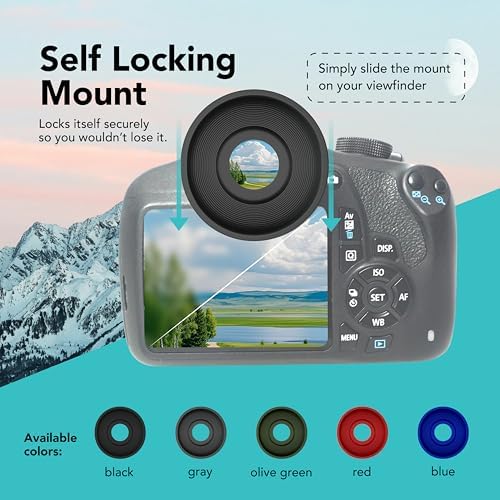 Foto&Tech EF Silicone Viewfinder Eyecup Flip-Back Design with Anti-Reflective Grooves Soft Silicone Eyepiece for EOS T7i T6i T5i SL1 6DII 90D 80D 70D 60D 5DII (Blue) - Image 2