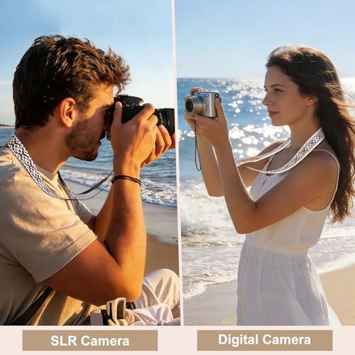 Universal Camera Strap - Camera Neck Strap, Adjustable Shoulder Straps Compatible with Canon, Fujifilm, Nikon, Olympus, Panasonic and other SLR and mirrorless cameras - Red and Black Geo - Image 2