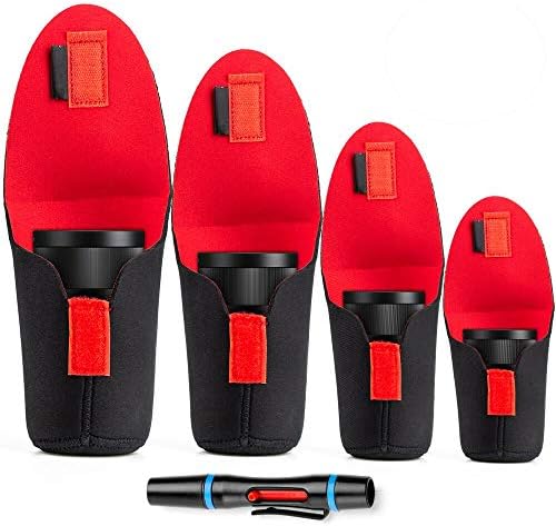 Lens Pouch Set - Soft Neoprene Travel Carry Protective Case Cover Sleeve for Canon Nikon Sony Panasonic Pentax Olympus DSLR Camera Lens With Cleaning Pen (S,M,L,XL) by Unknown