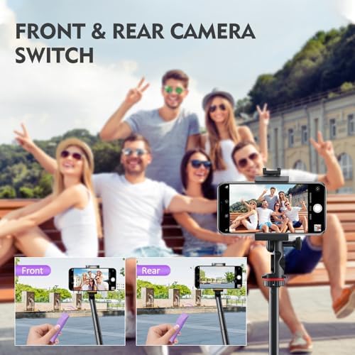 Remote Control for TikTok,Wireless Remote Camera Control Shutter with Zoom for iPhone, Front Rear Camera Switch,Page Turner for E-Book APP, Phone Remote, Scrolling Ring for TIK Tok (Black/Purple) - Image 3