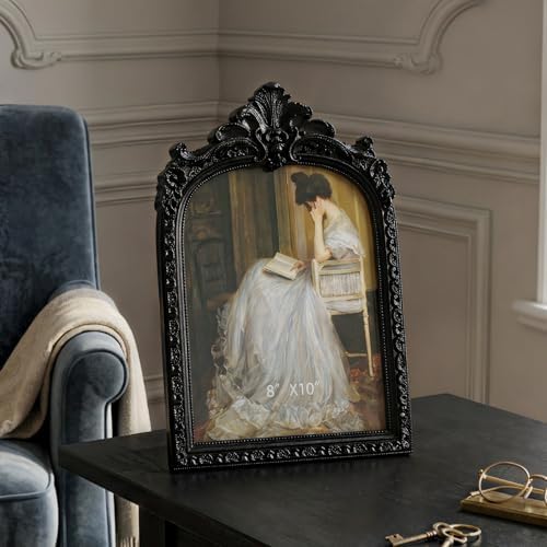 Cuspin 8x10 Black Picture Frame Vintage Ornate Arched Gothic Photo Frame - Image 3