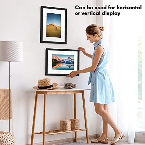 Americanflat 12x16 Picture Frame with Shatter-Resistant Glass - Use as 8x12 Frame with Mat or Display 12x16 Photo Without Mat - Signature Collection - Picture Frames for Wall Display - Black - Image 6