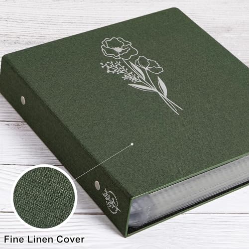 Lanpn Scrapbook Photo Album 12x12 2 Packs, Linen Cover Archival Acid Free Top Load 3 Ring Binder Folder Photo Book 12 x 12 with 30 Plastic Sleeves 60 Pages Green - Image 3