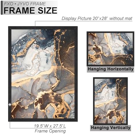 Fxojyvo 20x28 Picture Frame Set of 2 Black Engineered Wood Wall Hanging - Image 4