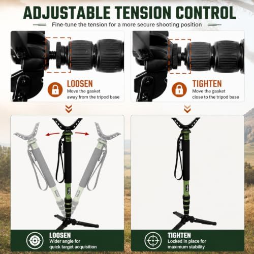 HUNTPAL Hunting Monopod Shooting Tripod Stick Gun Rifle Rest - Image 2
