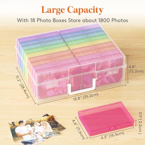 Lifewit 18 Pcs Photo Storage Box for 4"x 6" Pictures, Acid-Free, Multicolor - Image 3