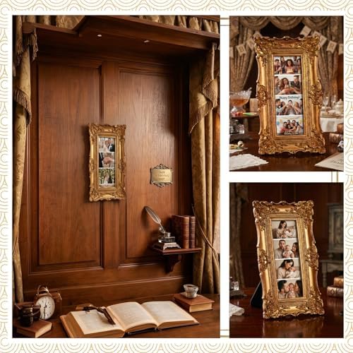 Wonderjune 1 Pack Vintage Gold Photo Booth Frames 2x6 Inch, Gold - Image 6