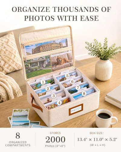 FANGSUN Photo Storage Box, Photo Organizer for 2000 4x6 Pictures, Memory - Image 2