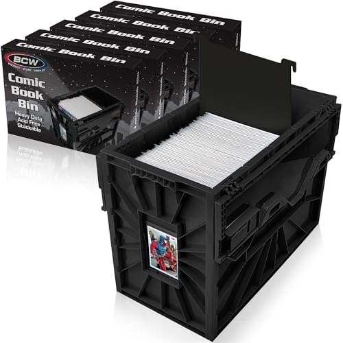 BCW Short Comic Book Bin, Holds 150 Comics Each, Black, 5 Pack by BCW