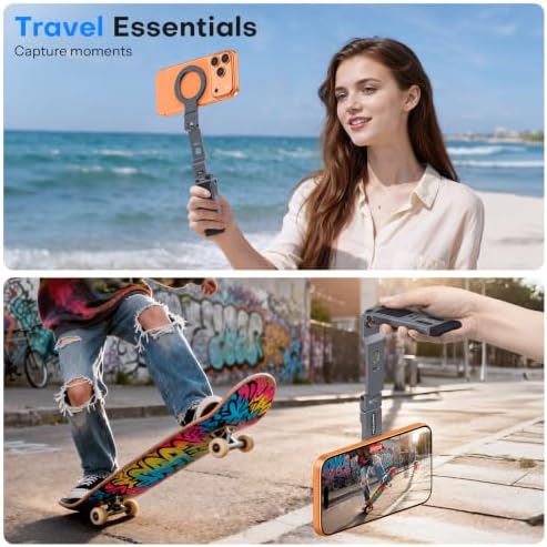 OMOTON TP03 [Ultra-Slim] 360° Rotating for MagSafe Tripod with Hook, Gray - Image 6
