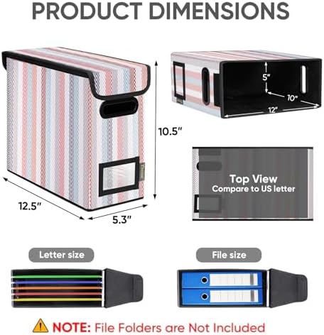 BALEINE File Organizer Box with Lid, Collapsible Hanging File Storage Box - Image 2