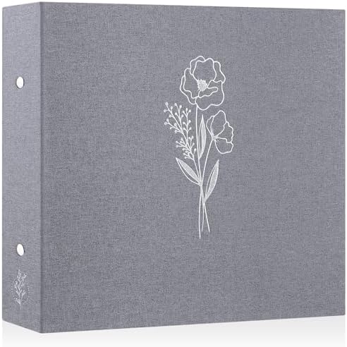 Lanpn 12x12 inch Scrapbook Photo Album, Linen Cover Archival Acid Free Top Load 3 Ring Binder Folder Photo Book 12 x 12 with 30 Plastic Sleeves 60 Pages (Grey) by Lanpn