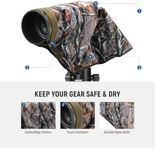 NEEWER PB020 Large Waterproof Rain Cover for Canon Sony Nikon Fujifilm DSLR Camera & Lenses up to 400 mm on Both Sides Camouflage Green Nylon - Image 7