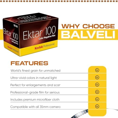 Kodak Ektar 100 35mm Film 4-Pack – ISO 100, 36 Exposure Color Film for 35mm Film Camera – Includes Balveli Premium Microfiber Cloth - Image 7