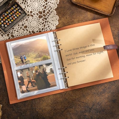 Leather Photo Album for 4x6 Pictures Photo Book With 30 Writing Paper for Family Wedding Anniversary Baby Vacation Picture Album (Brown) - Image 4