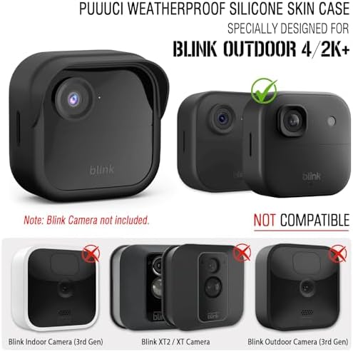 Silicone Skin Case/Cover for Blink Outdoor 4 (4th Gen)/2K+ - Weatherproof Silicone Case with Brim for Full Camera Protection, Blink Outdoor 4/2K Smart Security Camera Accessories (Black, 3 Pack) - Image 2