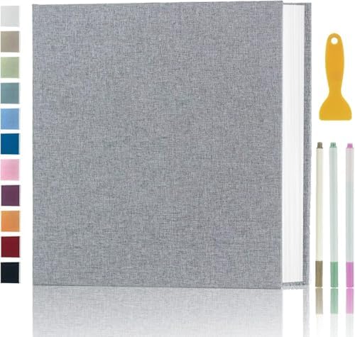 Photo Album Self Adhesive Pages Scrapbook 60 Pages, 13.2x12.8 Grey by Aenbuslm