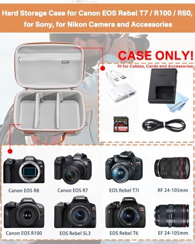 RAIACE Hard Carrying Case Compatible with Canon EOS Rebel T7/ T100/ T6/ R100/ R50/ R5/ R7/ R8, for Sony, for Nikon Camera. Large Capacity Camera Bag for Lens, Cables, Cards and Accessories. - Gray - Image 2