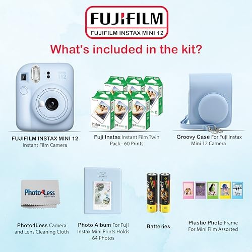 Fujifilm Instax Mini 12 Instant Camera Bundle with Fujifilm Instax Mini Instant Film Value Pack (60 Sheets) with Accessories Including Protective Case, Strap, Photo Album (Pastel Blue) - Image 2