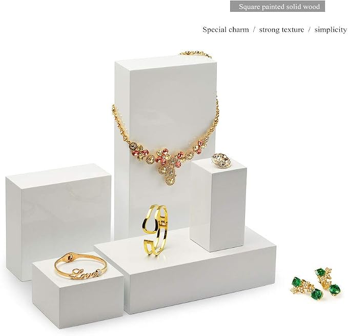 Oirlv White Display Riser for Jewelry Display,Showcase Jewelry Set Holder | Great for Photography or Display Scenarios.Making Jewelry Set Look Better in Photos, Displays or Home Decor,9.84"x4.92"x1.97" - Image 8