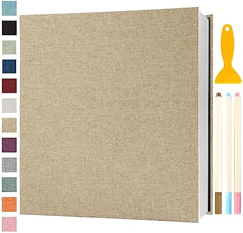 Photo Album Self Adhesive Pages 13.2x12.8 Scrapbook Khaki 120 Pages by Semfalbuums