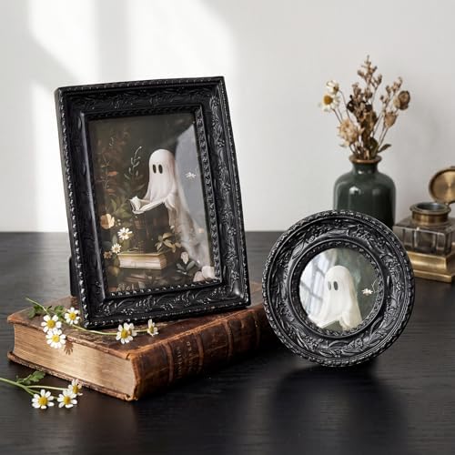 Cuspin Black Vintage Picture Frame Set of 2, Gothic Baroque Resin Frames - Image 3