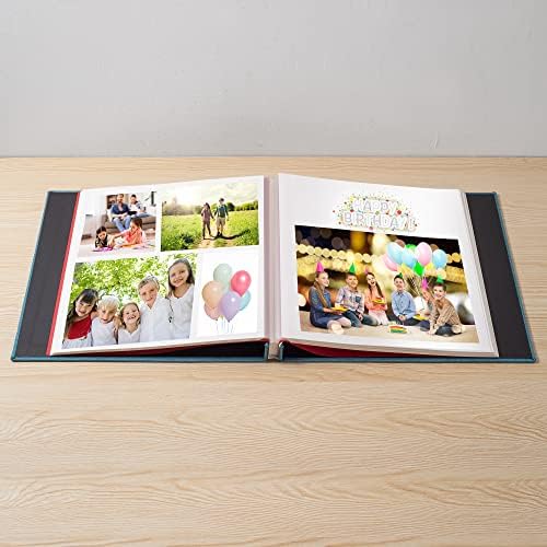 Large Photo Album Self Adhesive 4x6 8x10 10x12 13"x12.8" Magnetic Scrapbook Album 12.6"x11" Inch 60 Sticky Pages Linen Cover DIY Photo Album with A Metallic Pen and DIY Stickers(SkyBlue) - Image 2